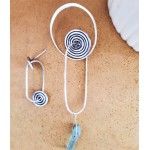 Ασύμμετρα σκουλαρίκια με σπείρες και μπλε πέτρα Mycea-3